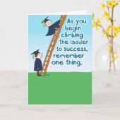 卒業おもしろいカードの梯子 カード (黄色い花)