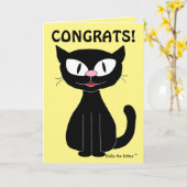 卒業おもしろいカード猫 カード (黄色い花)