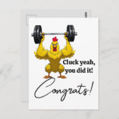 卒業おもしろいカード – チキンをテーマにしたおめでとう ポストカード (正面/裏面)