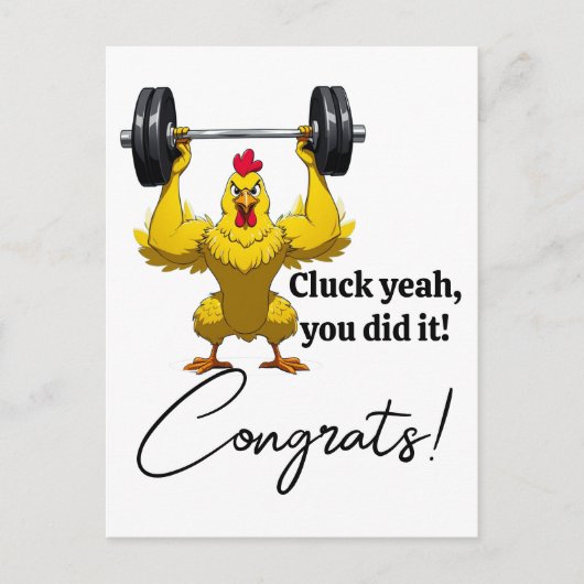 卒業おもしろいカード – チキンをテーマにしたおめでとう ポストカード (正面)