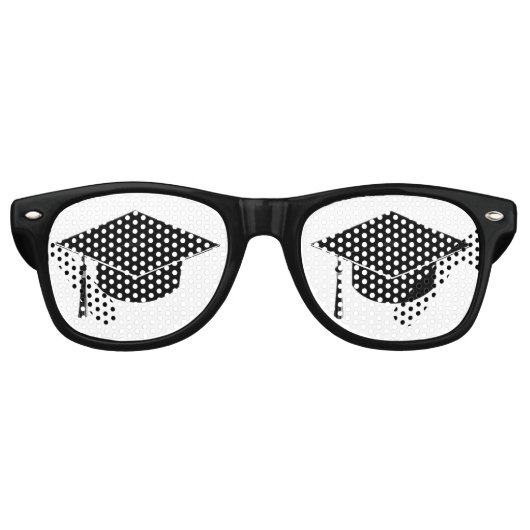 卒業おもしろいキャップのモルタルボード レトロサングラス (正面)