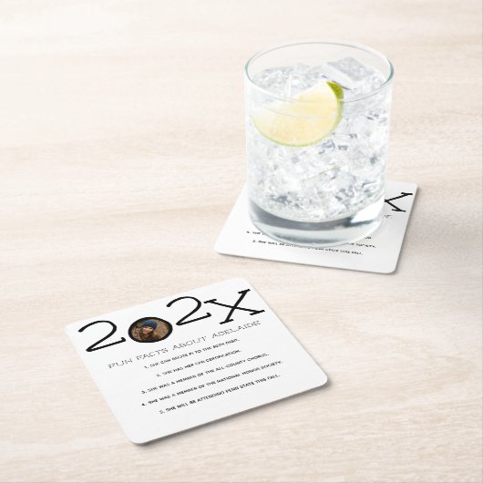 卒業おもしろいファクトカスタムの写真 スクエアペーパーコースター (インサイチュ)