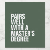 卒業おもしろい修士号ギフトカスタムグリーン ワインラベル (シングルラベル)