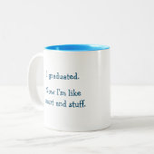 卒業おもしろい引用文ユーモア頭が切れる大学院卒業 ツートーンマグカップ (正面左)