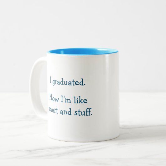 卒業おもしろい引用文ユーモア頭が切れる大学院卒業 ツートーンマグカップ (正面左)