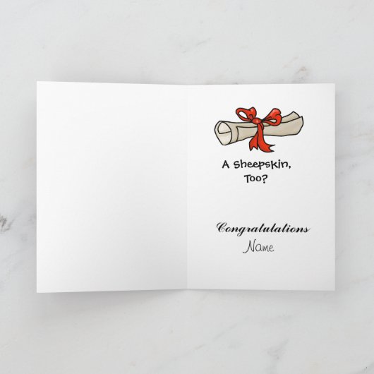卒業おもしろい時のシープスキンのグリーティングカード カード (内部)