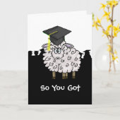 卒業おもしろい時のシープスキンのグリーティングカード カード (黄色い花)