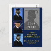 卒業おもしろい猿のパーソナライズされた発表 ポストカード (正面/裏面)