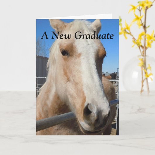 卒業おもしろい祝いの馬 カード (黄色い花)