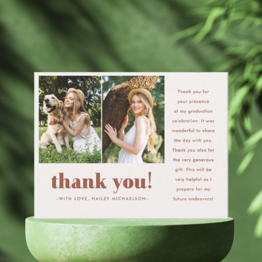 卒業お洒落2枚写真ありがとう ポストカード