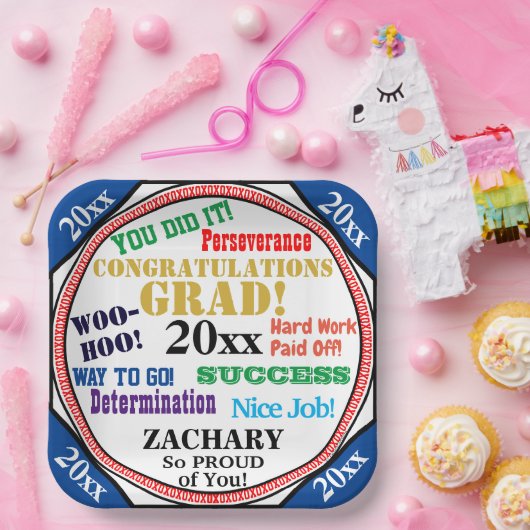 卒業お祝いが学校の色をカスタマイズ ペーパープレート (パーティー)