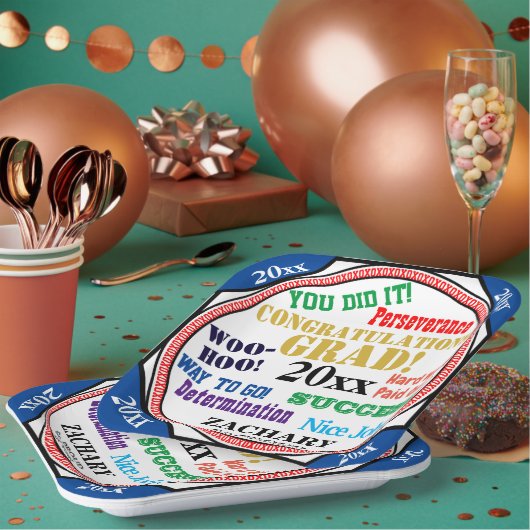 卒業お祝いが学校の色をカスタマイズ ペーパープレート (複数)