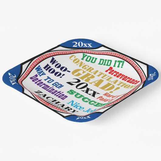 卒業お祝いが学校の色をカスタマイズ ペーパープレート (傾斜あり)