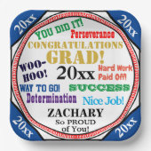 卒業お祝いが学校の色をカスタマイズ ペーパープレート (正面)