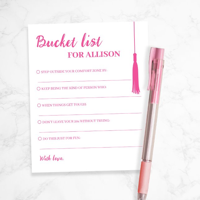 卒業お祝いアドバイストータルカード ピンク (Bucket List Pink Graduation Advice Tassel Card)