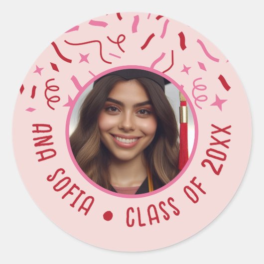 卒業お祝いカスタムフォトフェスティバル ラウンドシール (正面)