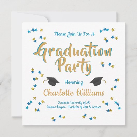 卒業お祝いパーティの招待状 招待状 (正面)