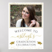 卒業お祝いパーティー金ゴールドグリッターへようこそ ポスター (正面)