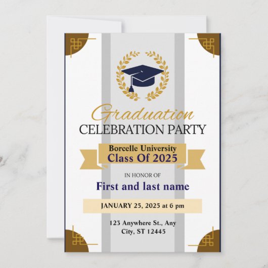 卒業お祝いパーティー 招待状 (正面)