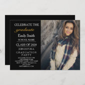 卒業お祝いパーティー 招待状 (正面/裏面)