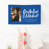 卒業お祝いブルーの卒業パーティー写真 横断幕 (インサイチュ)