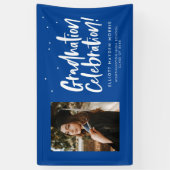 卒業お祝いブルーの卒業パーティー写真 横断幕 (縦)