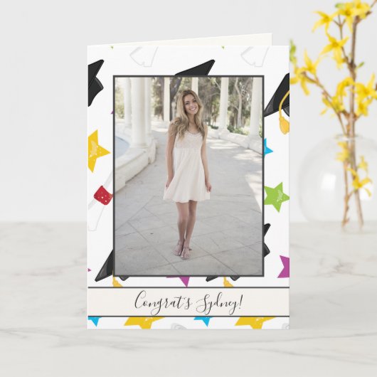 卒業お祝い写真 カード (黄色い花)