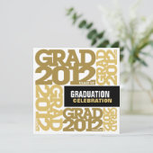卒業お祝い招待状2012金ゴールド3 招待状 (スタンド正面)
