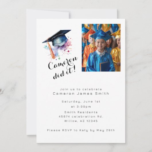 卒業お祝い招待状 招待状 (正面)