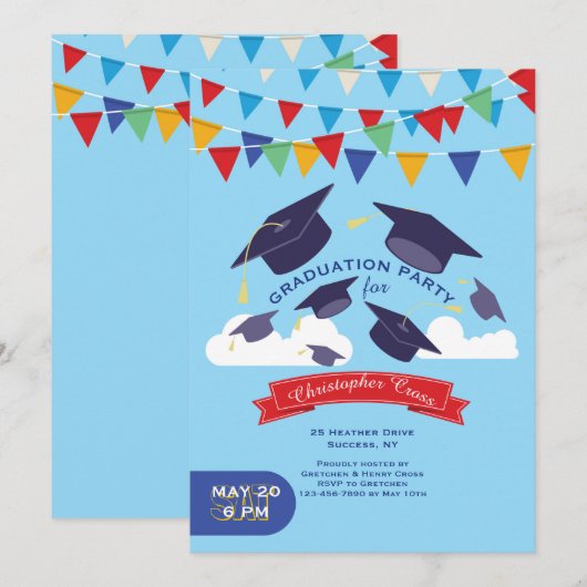 卒業お祝い招待状 招待状 (正面/裏面)