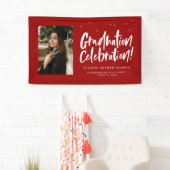 卒業お祝い赤い手書きの卒業生 横断幕 (インサイチュ)