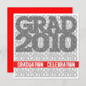 卒業お祝い2010フォントレッド招待状 招待状 (正面/裏面)