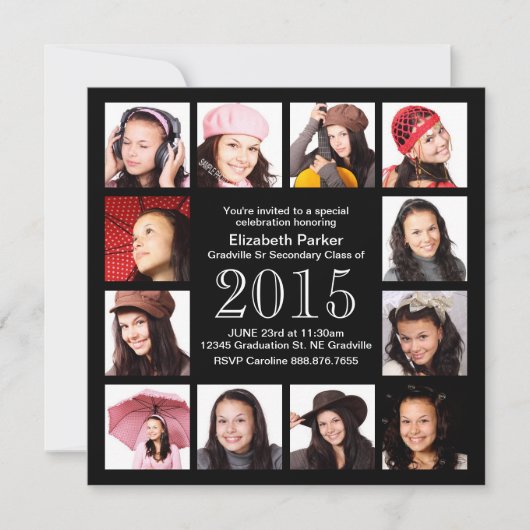 卒業お祝い（写真12枚） 招待状 (正面)