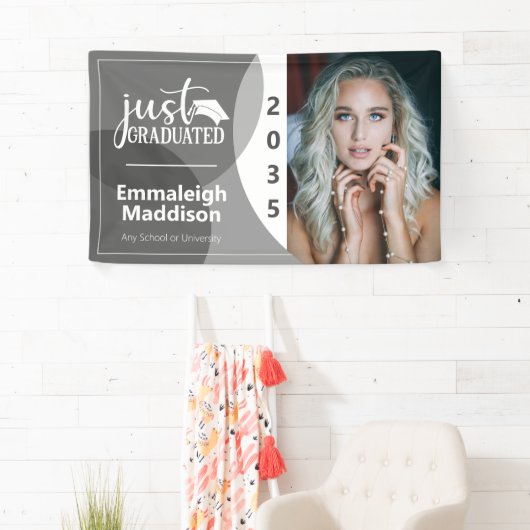 卒業したばかりのモダンフォトグレーカスタムバナー 横断幕 (インサイチュ)