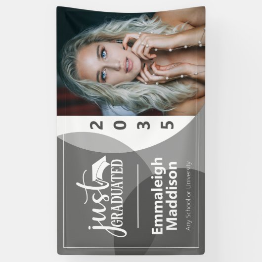 卒業したばかりのモダンフォトグレーカスタムバナー 横断幕 (縦)