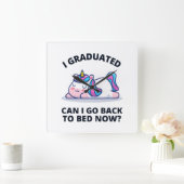 卒業したらもう寝られる スクエア壁時計 (ホーム)