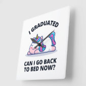 卒業したらもう寝られる スクエア壁時計 (傾斜)