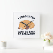 卒業したらもう寝られる  スクエア壁時計 (ホーム)