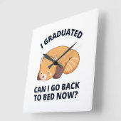 卒業したらもう寝られる  スクエア壁時計 (傾斜)