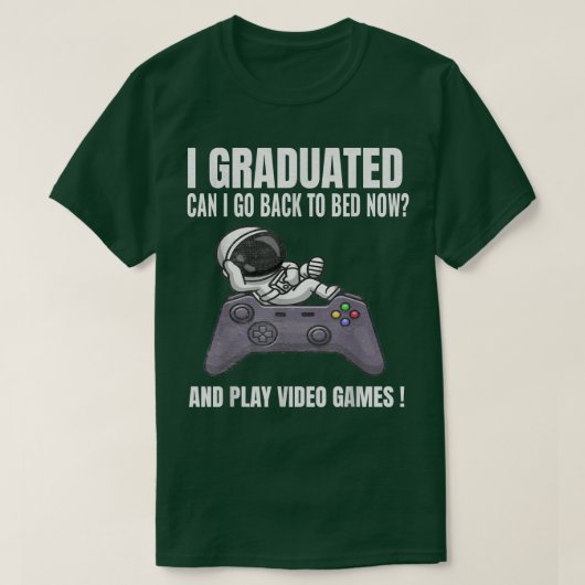 卒業したらベッドに戻ってビデオを出遊せる Tシャツ (デザイン正面)