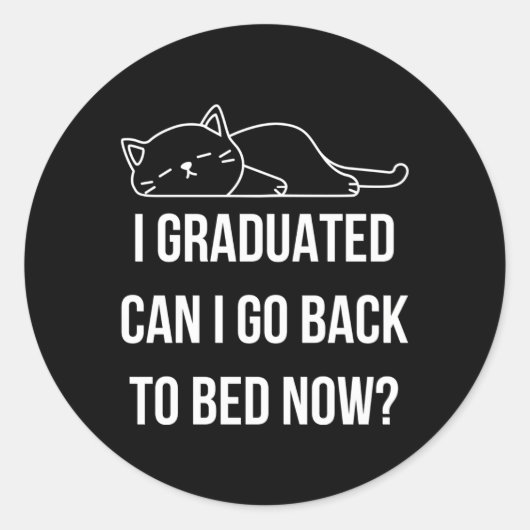卒業したらベッドに戻る怠け猫寝て ラウンドシール (正面)