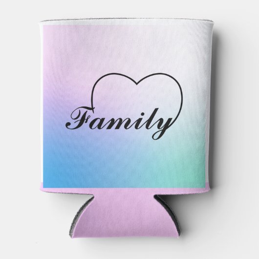 卒業したパステルの背景に対する家族ハート 缶クーラー (正面)