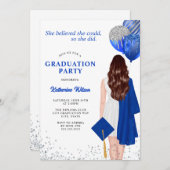 卒業したブルーシルバー信じー 招待状 (正面/裏面)