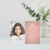 卒業した人を見る2 Photo Save the Date Pink 案内ポストカード (スタンド正面)