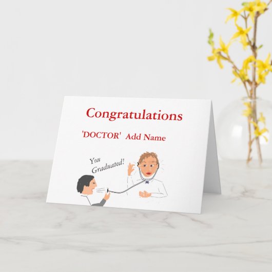 卒業した医師「名前の追加」をお祝いします カード (黄色い花)