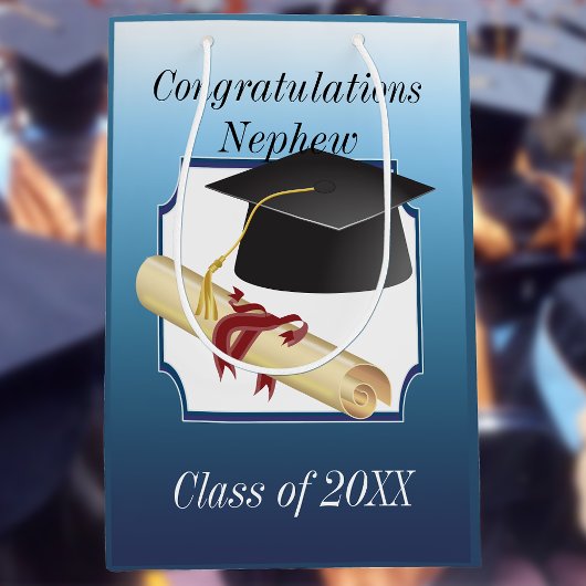 卒業した甥におめでとう ミディアムペーパーバッグ