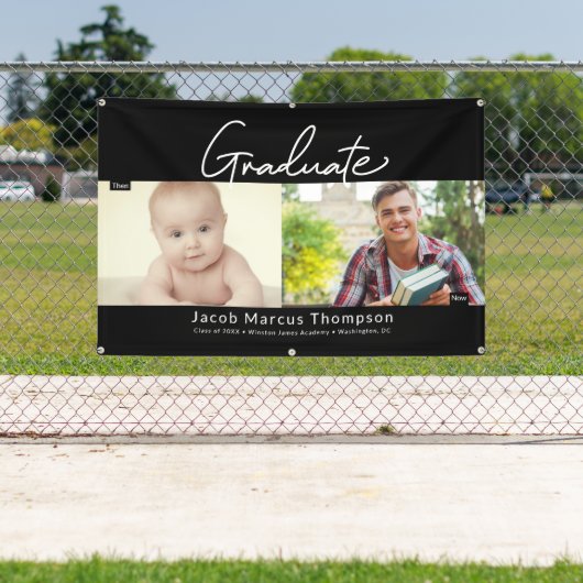卒業して今の男性の卒業生の写真カスタム写真 横断幕 (インサイチュ)