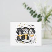 卒業するシーズー犬 ポストカード (スタンド正面)