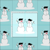 卒業する雪だるま ファブリック (タイル)