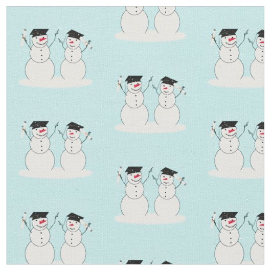 卒業する雪だるま ファブリック (クローズアップ)